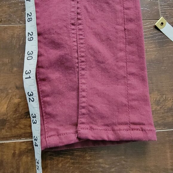 NEW Mother The Rascal Sliced Up Heel Jeans Womens 24 Maroon Chic Designer Casual - Picture 9 of 9